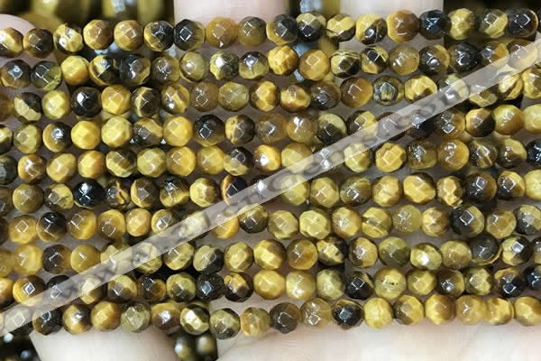 CTE2231 15.5 inches 4mm faceted round yellow tiger eye beads