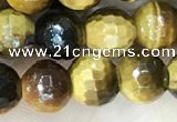 CTE2232 15.5 inches 6mm faceted round yellow tiger eye beads