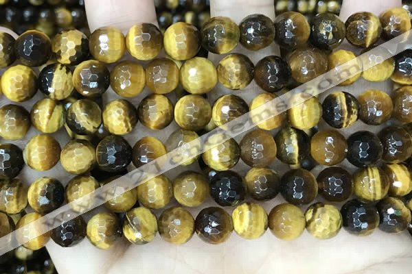 CTE2233 15.5 inches 8mm faceted round yellow tiger eye beads