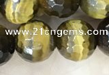 CTE2234 15.5 inches 10mm faceted round yellow tiger eye beads