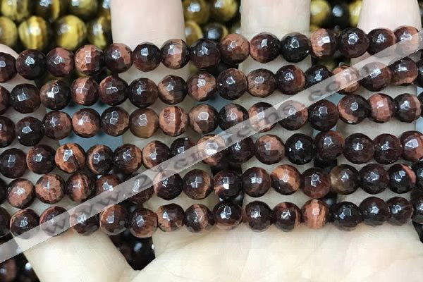 CTE2237 15.5 inches 6mm faceted round red tiger eye beads