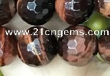 CTE2239 15.5 inches 10mm faceted round red tiger eye beads