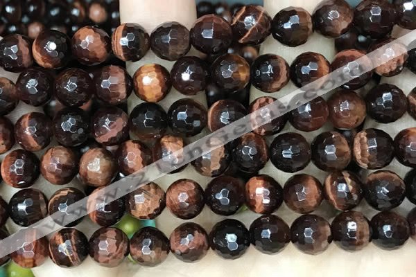 CTE2239 15.5 inches 10mm faceted round red tiger eye beads