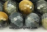 CTE2312 15 inches 10mm faceted round golden & blue tiger eye beads