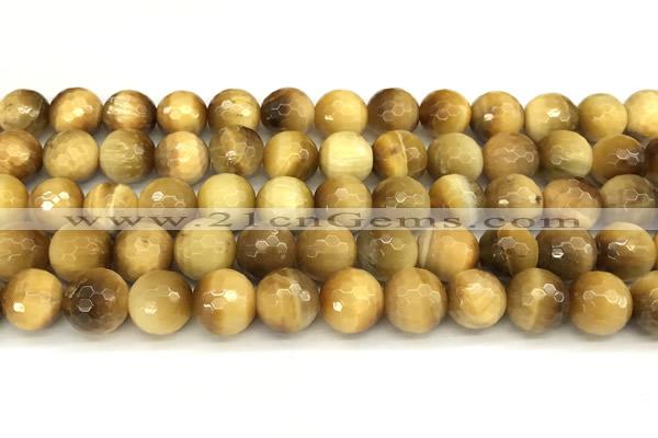 CTE2317 15 inches 10mm faceted round golden tiger eye beads