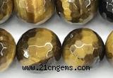 CTE2355 15 inches 10mm faceted round yellow tiger eye beads