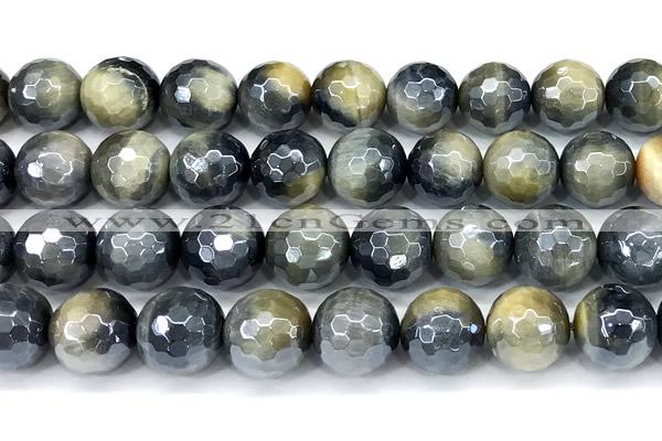 CTE2379 15 inches 12mm faceted round AB-color golden & blue tiger eye beads