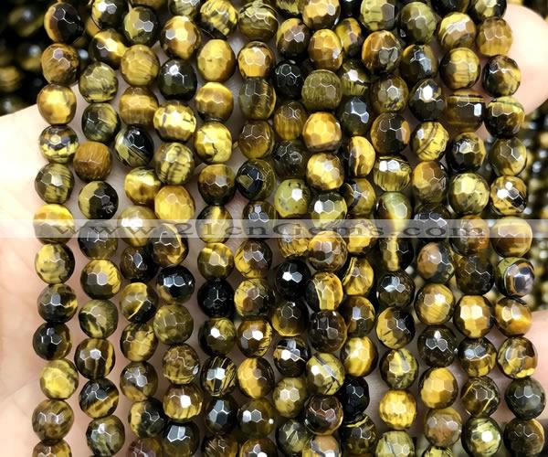 CTE2463 15 inches 6mm faceted round yellow tiger eye beads wholesale