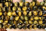CTE2465 15 inches 10mm faceted round yellow tiger eye beads wholesale