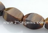 CTE26 8*15mm twisted oval yellow tiger eye beads Wholesale