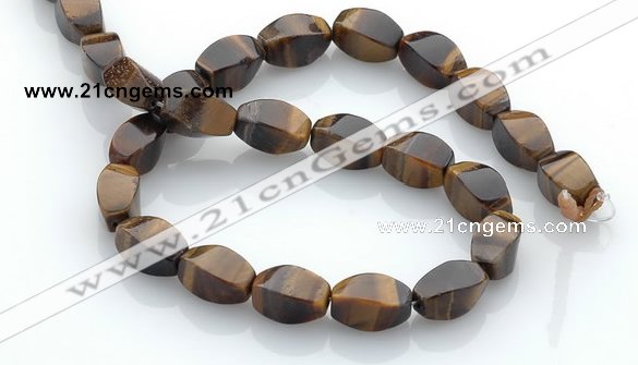 CTE26 8*15mm twisted oval yellow tiger eye beads Wholesale