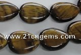 CTE307 15.5 inches 15*20mm flat teardrop yellow tiger eye gemstone beads