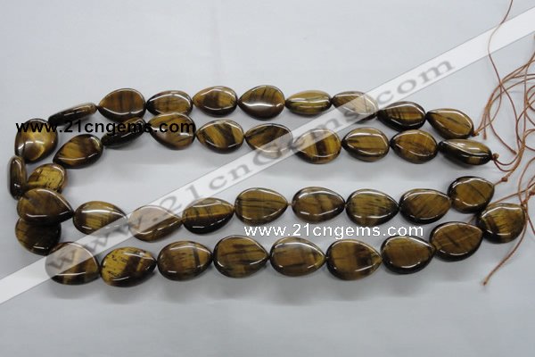 CTE307 15.5 inches 15*20mm flat teardrop yellow tiger eye gemstone beads