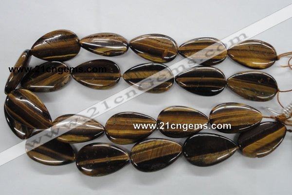 CTE308 15.5 inches 22*34mm flat teardrop yellow tiger eye gemstone beads