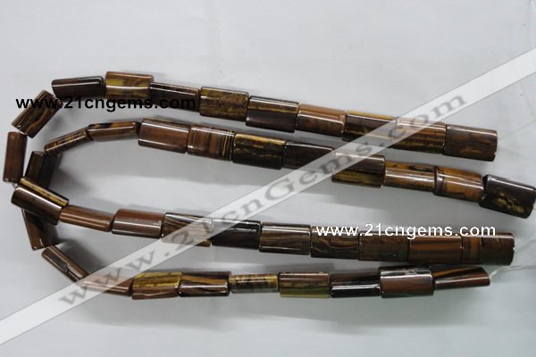 CTE311 15.5 inches 12*18mm flat tube yellow tiger eye gemstone beads
