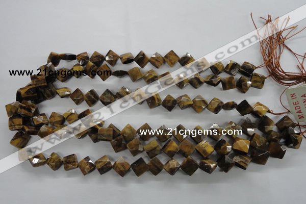 CTE315 15.5 inches 10*10mm faceted diamond yellow tiger eye beads