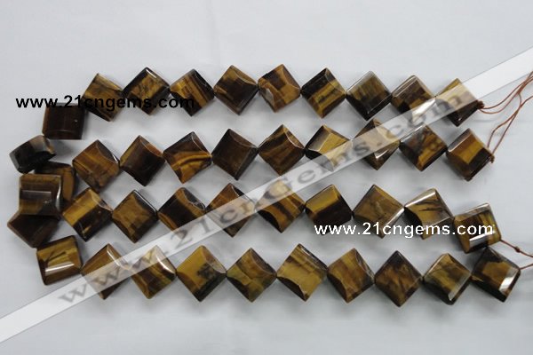 CTE316 15.5 inches 15*15mm faceted diamond yellow tiger eye beads