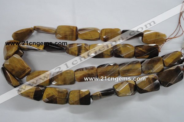 CTE318 18*25mm twisted & faceted rectangle yellow tiger eye beads