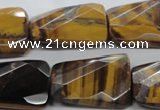 CTE319 20*30mm twisted & faceted rectangle yellow tiger eye beads