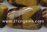 CTE320 25*35mm twisted & faceted rectangle yellow tiger eye beads