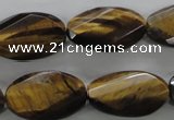 CTE322 15.5 inches 15*25mm twisted & faceted oval yellow tiger eye beads