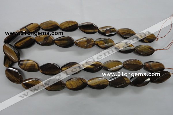 CTE322 15.5 inches 15*25mm twisted & faceted oval yellow tiger eye beads