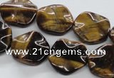 CTE323 15.5 inches 20mm wavy coin yellow tiger eye gemstone beads