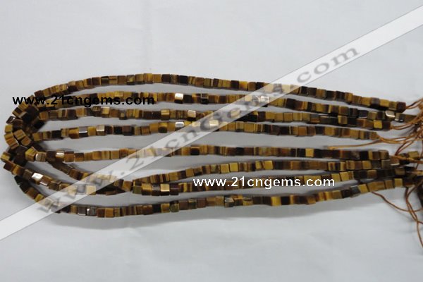 CTE326 15.5 inches 4*4mm cube yellow tiger eye gemstone beads