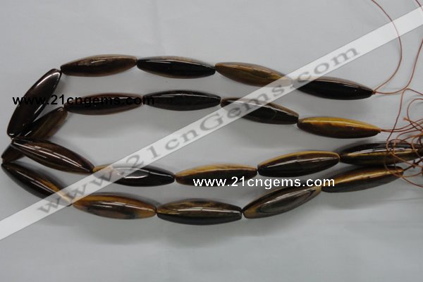 CTE332 15.5 inches 11*40mm trihedron yellow tiger eye gemstone beads