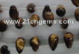 CTE337 Top-drilled 6*10mm teardrop yellow tiger eye gemstone beads