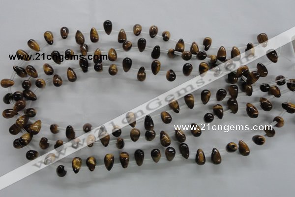CTE337 Top-drilled 6*10mm teardrop yellow tiger eye gemstone beads