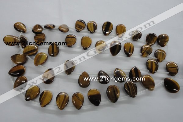 CTE338 Top-drilled 13*18mm flat teardrop yellow tiger eye gemstone beads