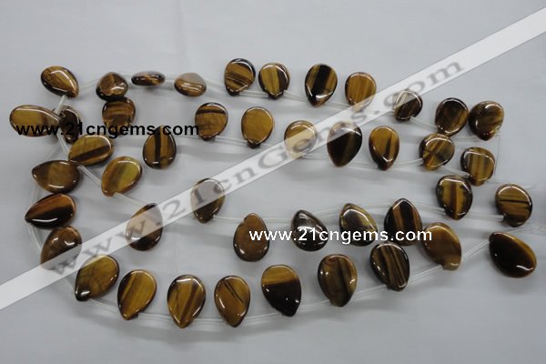 CTE338 Top-drilled 13*18mm flat teardrop yellow tiger eye gemstone beads