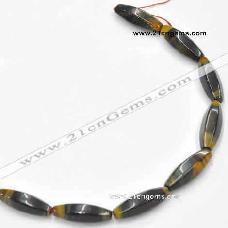 CTE36 15.5 inches 10*30mm faceted rice blue tiger eye beads wholesale