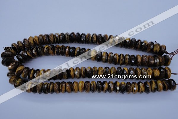 CTE403 15.5 inches 8*14mm faceted rondelle yellow tiger eye beads