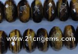 CTE405 15.5 inches 10*18mm faceted rondelle yellow tiger eye beads