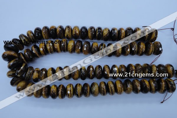 CTE405 15.5 inches 10*18mm faceted rondelle yellow tiger eye beads