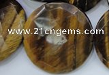 CTE410 15.5 inches 40mm faceted coin yellow tiger eye beads