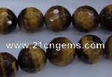 CTE425 15.5 inches 14mm faceted round yellow tiger eye beads