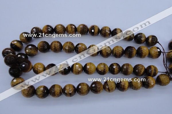 CTE426 15.5 inches 16mm faceted round yellow tiger eye beads