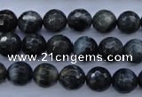 CTE443 15.5 inches 10mm faceted round blue tiger eye beads