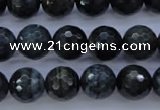 CTE444 15.5 inches 12mm faceted round blue tiger eye beads