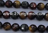 CTE454 15.5 inches 10mm faceted round mixed tiger eye beads