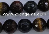 CTE457 15.5 inches 16mm faceted round mixed tiger eye beads