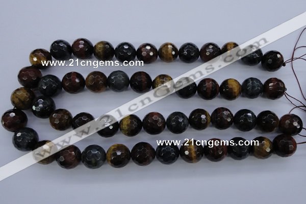 CTE457 15.5 inches 16mm faceted round mixed tiger eye beads