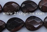 CTE465 15.5 inches 17*20mm faceted flat teardrop red tiger eye beads