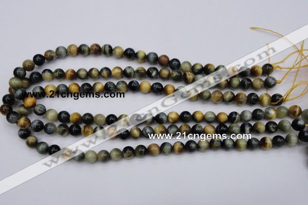 CTE552 15.5 inches 8mm round golden & blue tiger eye beads