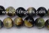 CTE553 15.5 inches 10mm round golden & blue tiger eye beads