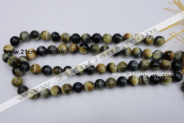 CTE554 15.5 inches 12mm round golden & blue tiger eye beads