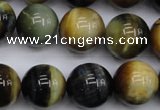 CTE557 15.5 inches 18mm round golden & blue tiger eye beads